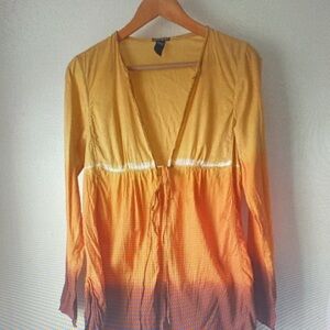 Lucky Brand Yellow and Orange Ombre Blouse